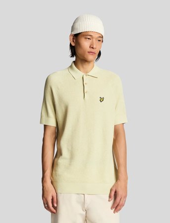 Lyle & Scott Linen Blend Knitted Polo - Yellow - XXL
