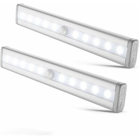 2 kpl LED-yövaloa liiketunnistimella, kaapin valaistus, LED-nauhat, itseliimautuvat, AAA-paristoilla toimivat (ei sisälly)