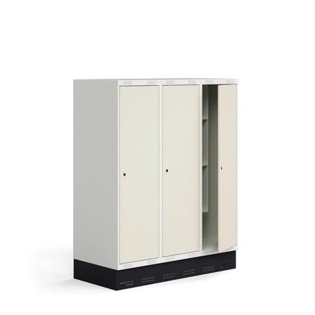 Skab til skoleelever ROZ, 3 moduler, 3 døre, inkl. bund, 1510x1200x550 mm, hvid