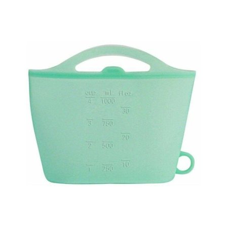 Silikon Ziplock-poser, Silikonposer for mat eller redskaper, Gjenbrukbare fryseposer - 1000ml - Grønn