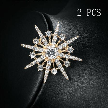 Brosch Silver Gold Star Frozen Snowflake Star Art Style Crystal
