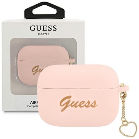 Guess GUAPLSCHSP AirPods Pro deksel rosa/rosa Silikon Charm Heart Collection