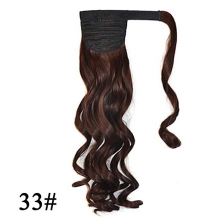 22" syntetiska hästsvansförlängningar linda runt lång rak falsk hästsvans Mjuk klämma i hårförlängningar Pony Tail falskt hår