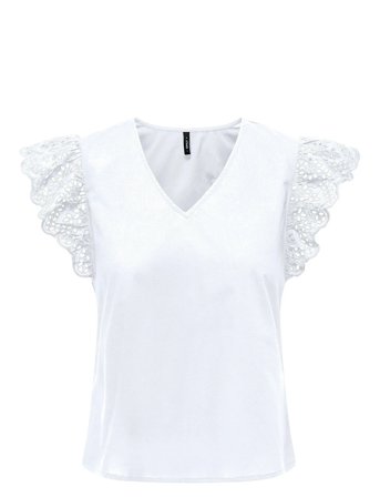 ONLY | Onllou Life Emb S/S Frill Top Wvn | S