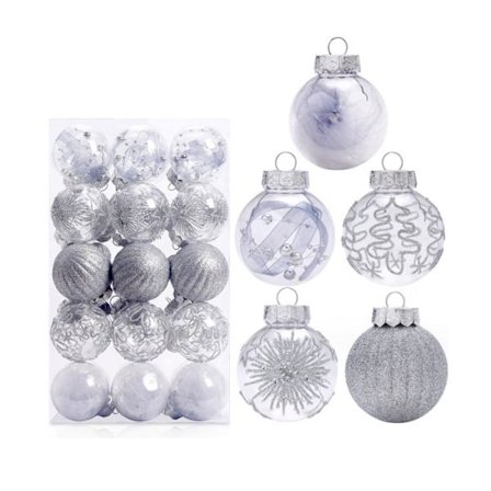 30 stk sølv gull julekuler til juletrepynt