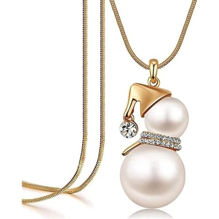 4 stk Simuleringskrystallperle Jul Snømann Anheng Halskjede Lang Genser Kjede