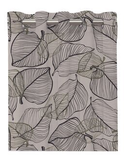 Rengasverho Hugo, jossa painettu lehtikuvio, 2 kpl Pellava