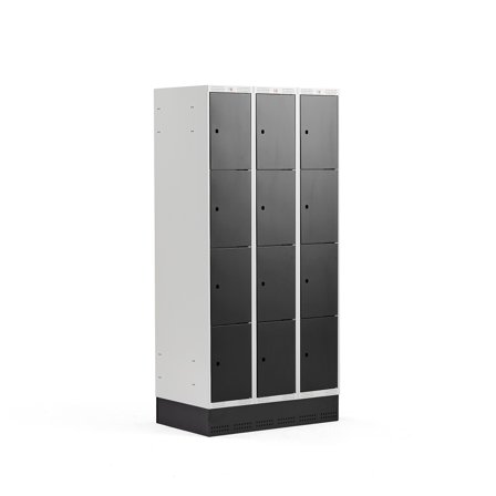 Kleiderspind CLASSIC mit Sockel, 3 Module/4 Türen, 1890 x 900 x 550 mm, schwarz