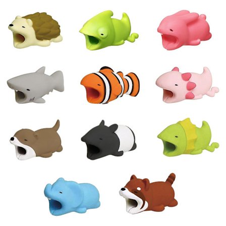 11 stk. Dyrebitt Telefonlader Kabelbeskytter Dyr Usb Lader Ledning Beskytter Dyr Bite Lader Kabel Sparere