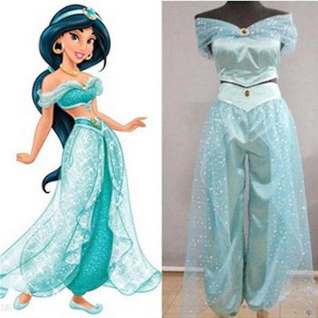 Aladdin Jasmine Princess Kostume Udklædning Karneval Halloween Cosplay Tilbehør Voksen Udstyr -a