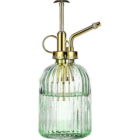 Glas Plant Mister Sprayflaska, 7,5" grönt glas vattensprayflaska med Guld Top Pump Liten vattenkanna, Liten Plant Sprayer Mister För Indoor Outd