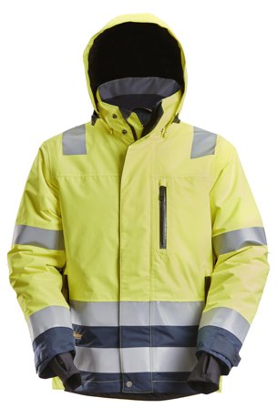Snickers Workwear 1132 AllroundWork Vinterjakke varsel, gul/marineblå, vanntett Varsel, Gul/Marineblå, Klær