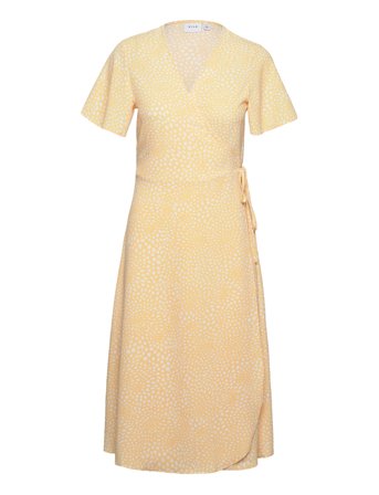 Vilovie S/S Wrap Midi Dress - Noos Dresses Summer Dresses Gul Vila*Betinget Tilbud