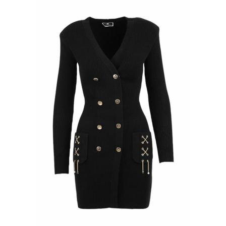 Elisabetta Franchi, Party Dresses Zwart, Dames, Maat:2XS,Viscose