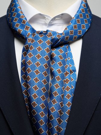 John Henric Men's Blue Printed Geometric Scarf Silk Size Onesize