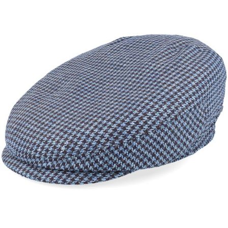 Stetson - Blå flatcap Keps - Driver Cap Silk Houndstooth Blue/Brown Flat Cap @ Hatstore