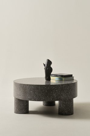 Jotex - Sofabord, Diameter 90 Cm Mørk grå terrazzo - MALARO - Kjøp Sofabord hos Jotex