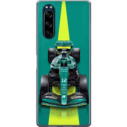 Yhteensopiva Puhelinkuori Sony Sony Xperia 5 Aston Martinin Formula 1 -auto vihreässä kilpailumuotoilussa, jossa on moderni studiosentuntma