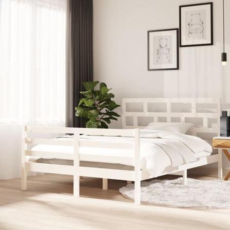 Vidaxl Sängram Vit Massiv Furu 140x200 Cm Vit