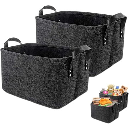 2 stk. filt opbevaringskurv, sort