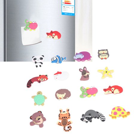16 st Djur Kylskåpsmagnet Stark Magnetisk 3D Söt Livlig Dekorativ Djurmönster Kylskåpsmagnet för Kylskåp Bilar