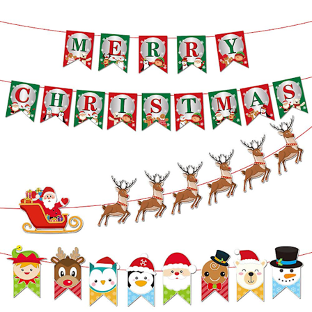 Högkvalitativ Återanvändbar Julgirlang - Juldekorationsidéer Jultomte Girlang Banner Hängande, Julgransdekorationer i Papper