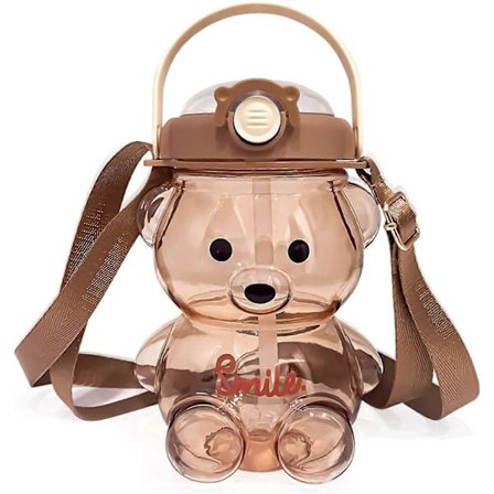 Vattenflaska med sugrör och rem, söta vattenflaskor för barn, bärbara läckagesäkra BPA-fria drickmuggar för flickor sport picknick vandring resor, 