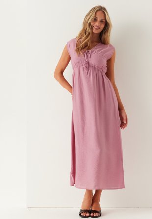 BUBBLEROOM - Viscose Tie Detail Dress - Pink