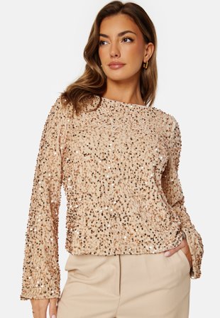 VERO MODA Bella LS Boat Neck Top Pumice Stone Details Klær