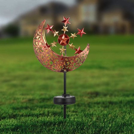 Utomhus solcellslampor ihålig snidad metallmåne väderkvarn Sol