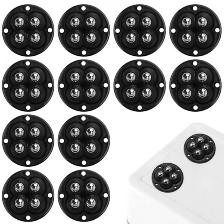 Sæt med 12 møbelhjul i rustfrit stål, små flade hjul, 360° drejelige