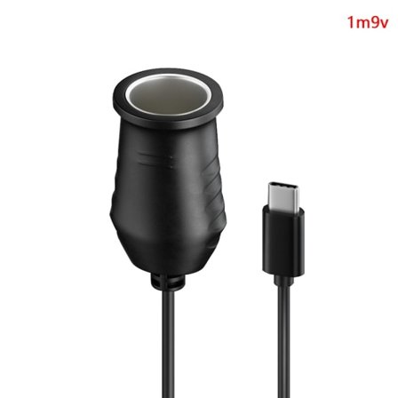 65W USB C til 15V Tænderstik Han til Hun Tænderstik 1m 9v