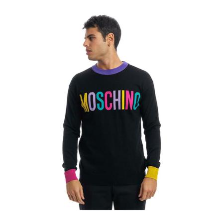 Moschino Round-neck Stickat svart, Herr, Herr, Storlek: M