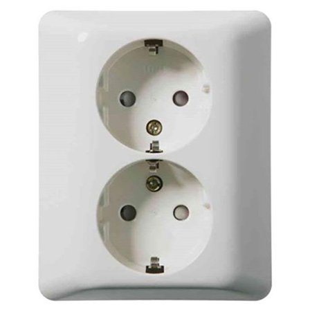 Elko EKO04504 Stikkontakt innfelt, jordet, 2-veis, uten klemmer, Strømbrytere & vegguttak