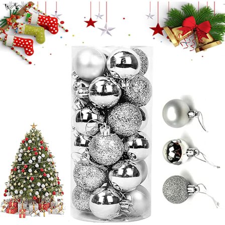 Kauniit koristeet, särkymättömät muoviset riippuvat pallot, sisältää glitterpalloja, mattapalloja ja kiiltäviä palloja, helppo käyttää, valmiina 