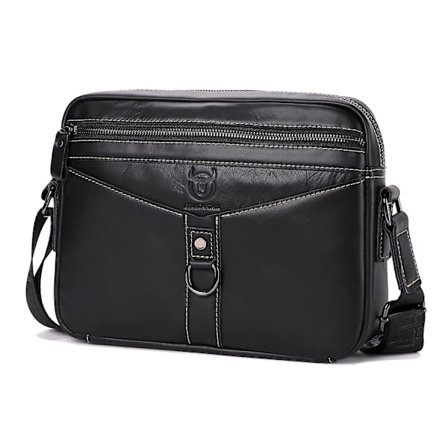 BULLCAPTAIN 0309 Casual Herr Messenger Bag Toppskikt Kohud Läder Enstaka Axel Crossbody Väska