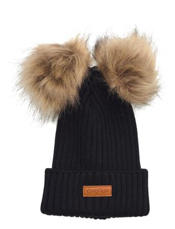 Merino Double Furry Beanie Accessories Headwear Hats Beanie Black Gugguu