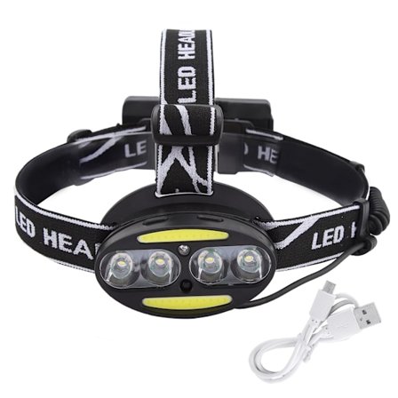 Utendørs natt COB T6 LED-hodelykt Induksjon Søkelys Justerbart pannebåndstilbehør