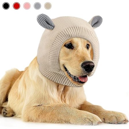 Stille ører for hunder, hørselvern for hunder, strikket hundelue P