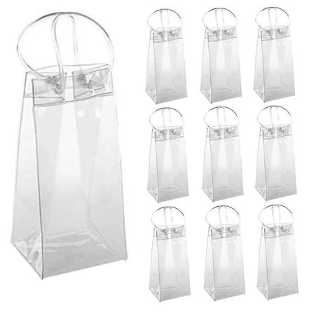10-pack Vinkylare Väska Isväska Transparent PVC Bärbar Vinflaskkylare Champagne Isväska med Handtag (FMY)