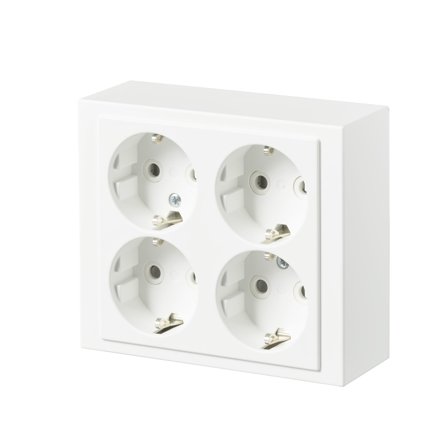 ABB 404EA-884 Stikkontakt 4-veis, overflatemontert, jordet Hvit, Strømbrytere & vegguttak