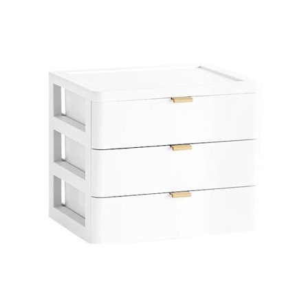 3-etagers skrivebordsarrangør, skuffe, badeværelsestilbehør, opbevaringsboks, kosmetisk makeup-holder, arrangør (hvid)