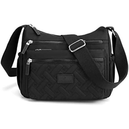 Crossbody-veske for kvinner, Crossbody-veske med flere lommer Skuldertaske Reiseveske Håndveske (svart)