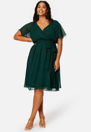 Goddiva Curve-Flutter Sleeve Chiffon Midi Dress-54 (UK26)