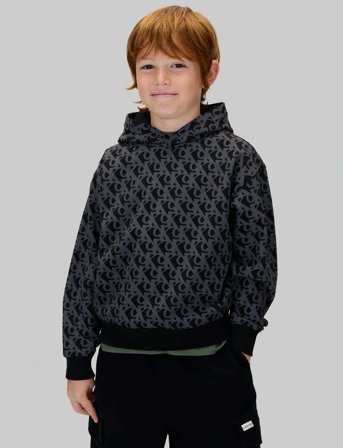 Calvin Klein Ck Logo Aop Hoodie - Black - 128