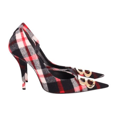 Balenciaga Vintage, Pre-owned Balenciaga BB Plaid DOrsay Pumps in Red Tweed Rood, Dames, Maat:40 EU