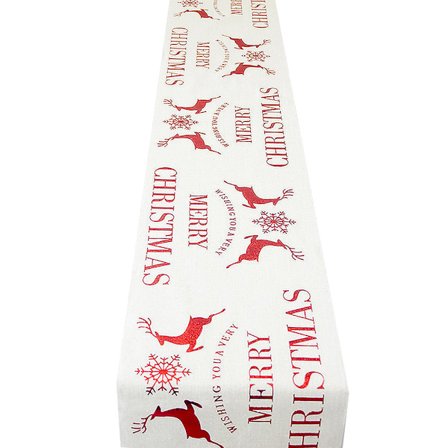 Julbordslöpare i linne, för julbordsdekoration (270*28cm) Tryckt rektangulär bordsduk