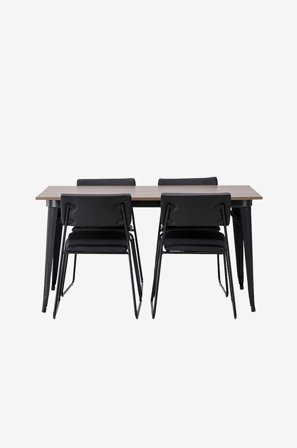 Venture Home - Ruokailuryhmä Tempe ja ruokapöydän tuolit Kenth, 4 kpl - Ruskea - Ruokailuryhmä 4 hengelle - - Homeroom