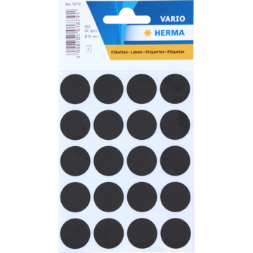 ETIKETT FARGEPUNKT SORT 19MM