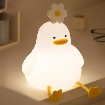 Andelys, Andelampe, Berøringsstyrt nattlys for barnerom, Søt andelys i silikon, Ladbar og dimbar